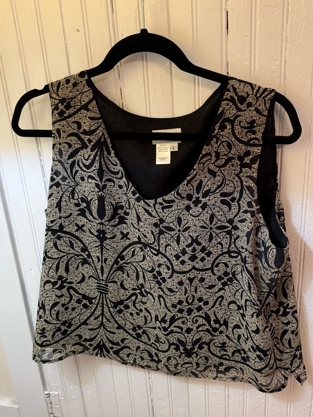 Coldwater Creek Black and Cream Sleeveless V-Neck Camisole